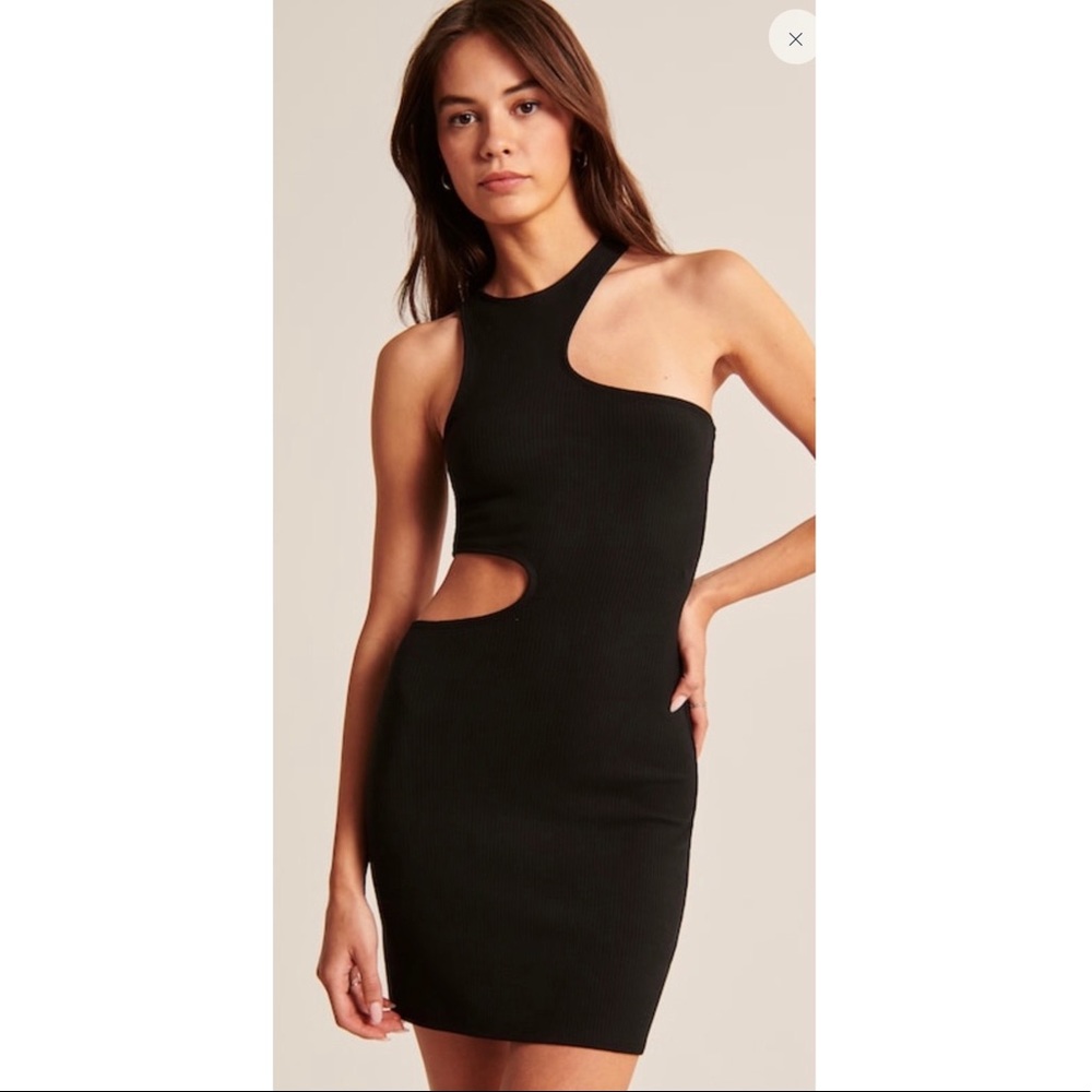 Asymmetrical Cut Out Black Mini Dress NWT